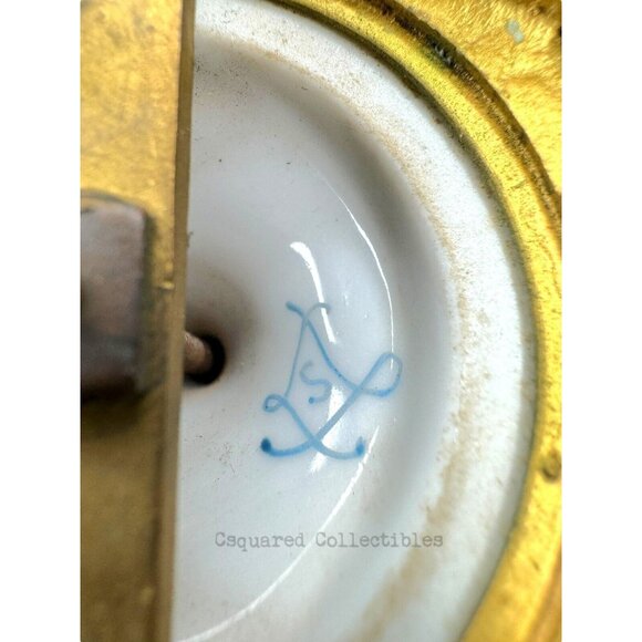 Antique French Sèvres-Style Porcelain Vases Pair w/ Gilt Bases 19th C - Picture 9 of 16